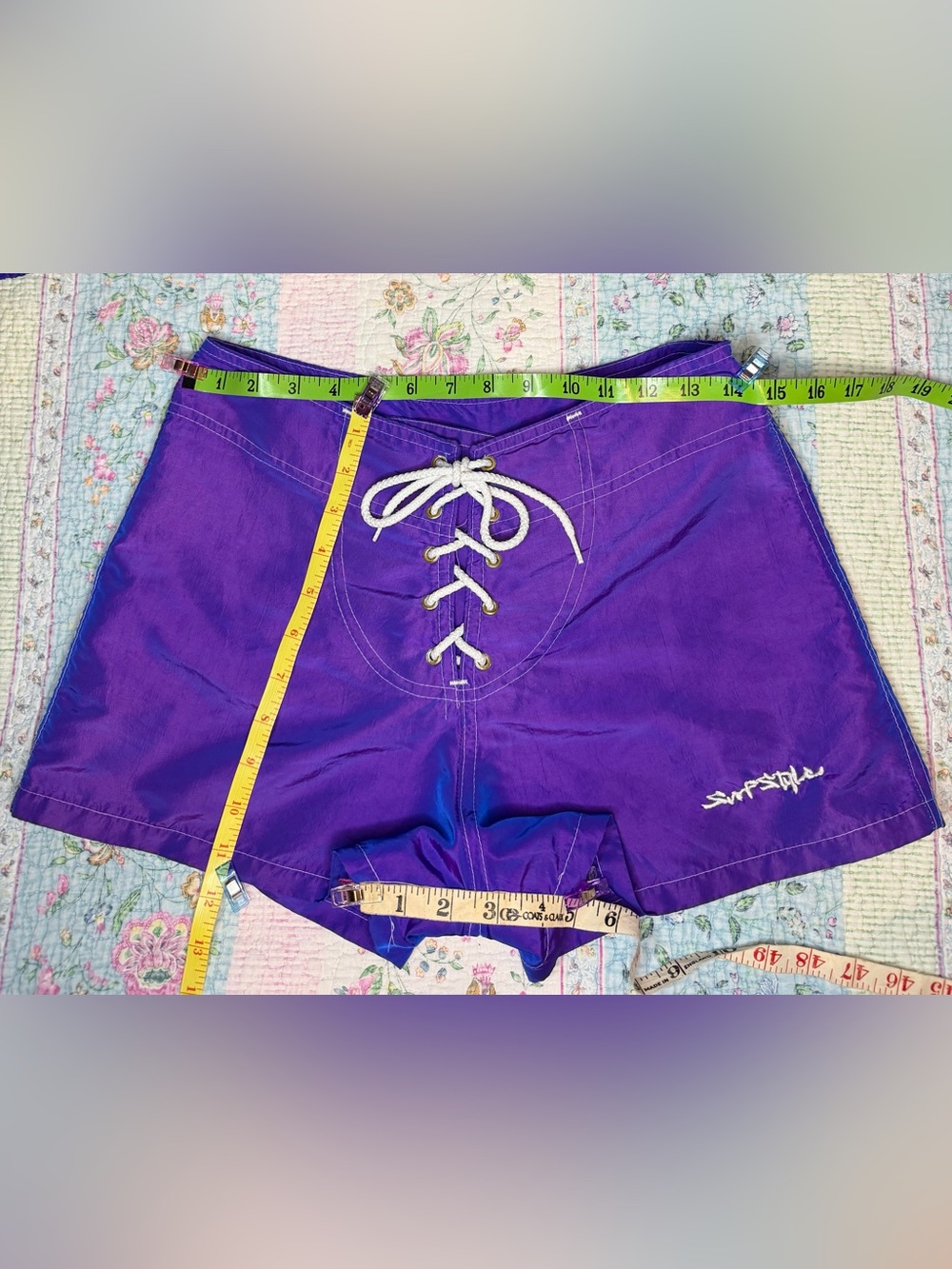 VTG 90s Y2K Surf Style Purple Iridescent Windbreaker Jacket & Board Shorts SM - Picture 6 of 15